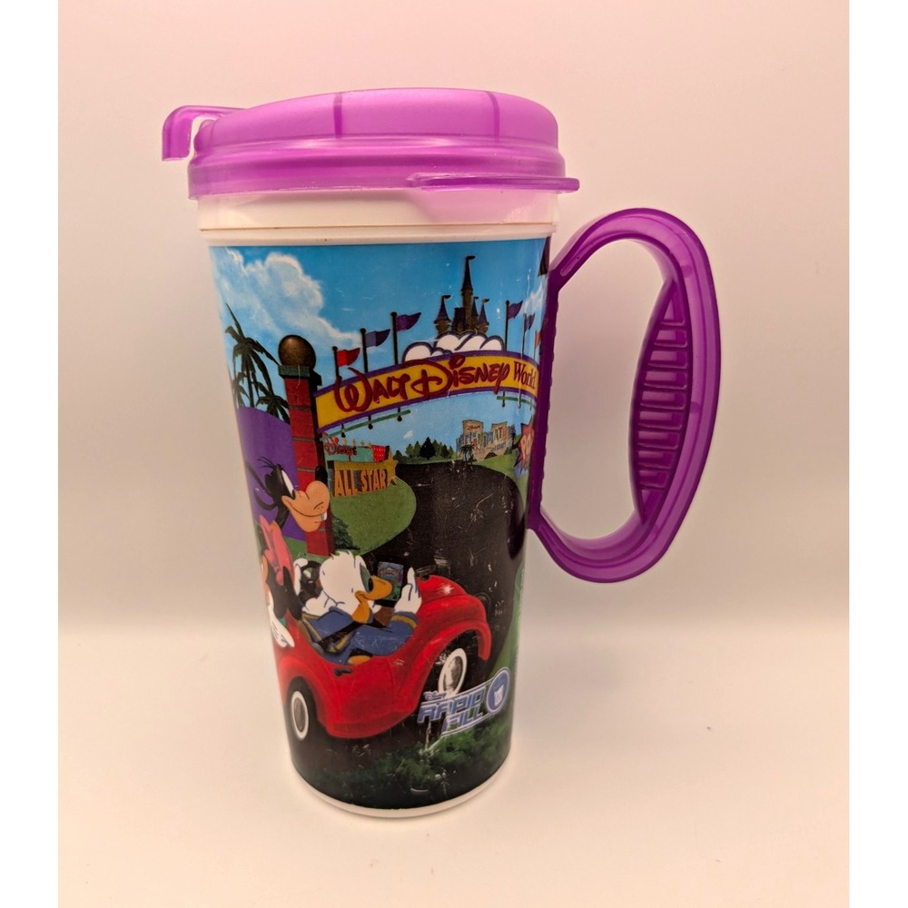 VINTAGE Walt Disney World Mickey Mouse & Donald Duck Travel Mug (B)
